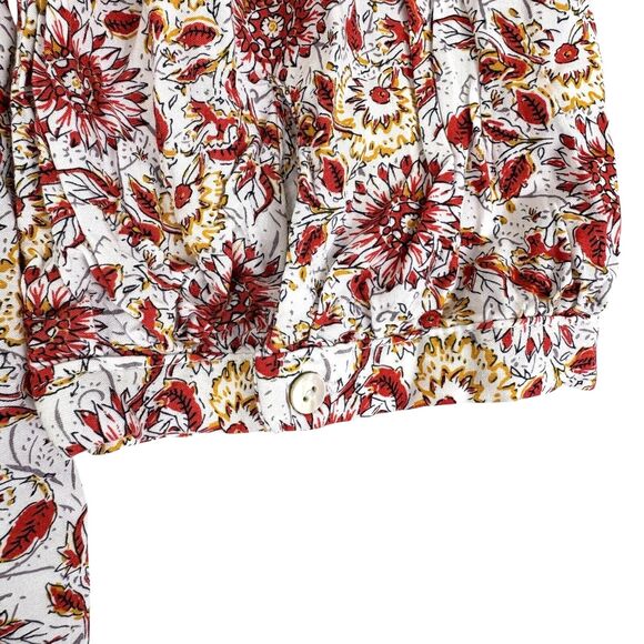 Dex Orange Floral Button LS Top Cheerful Spring Easter Office Flouncy Light XL - Picture 4 of 9